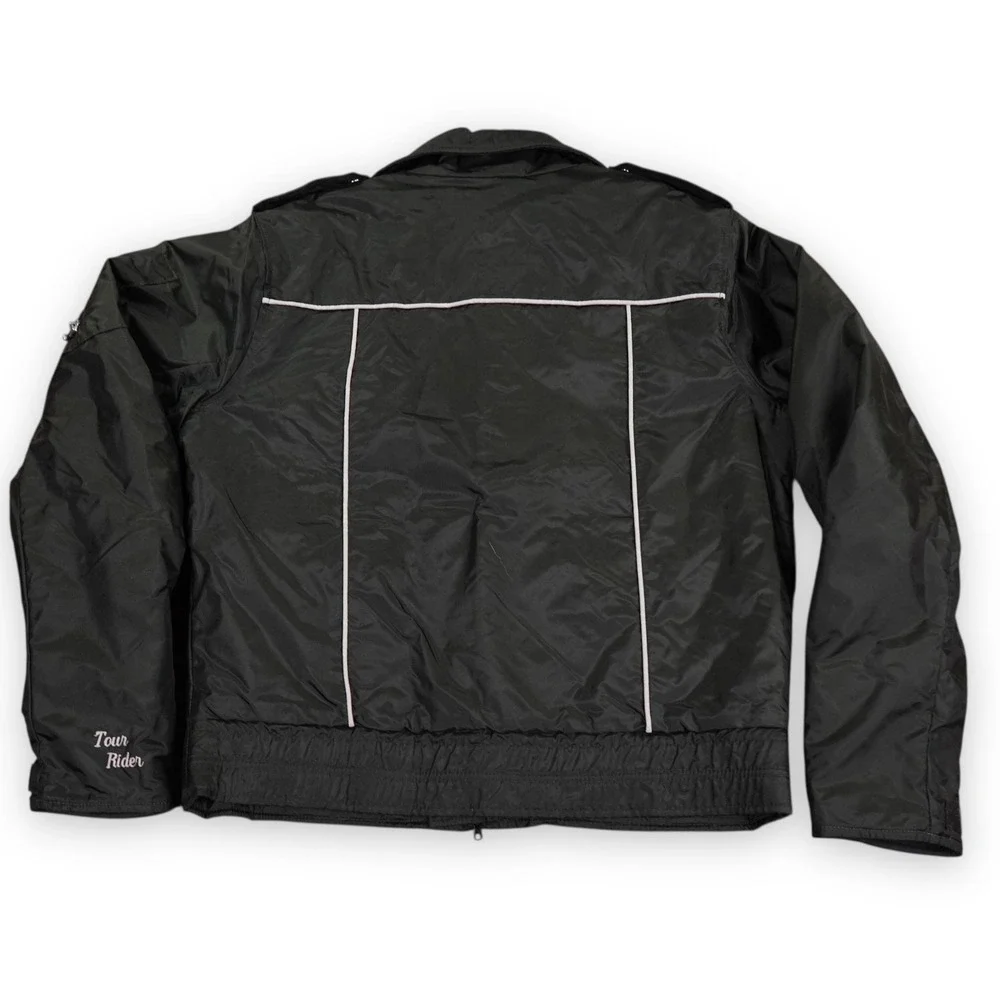 VTG Tour Rider Motorcycle Jacket Mens XL Black reflective piping gorpcore USA - Picture 2 of 12